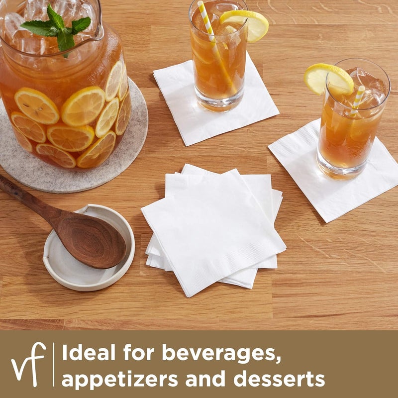 Vanity Fair Entertain Beverage Paper Napkins, White, 2-Ply, 40 Count, 4.9" x 4.9", Disposable Napkins for Entertaining (Pack of 4) - Image 2