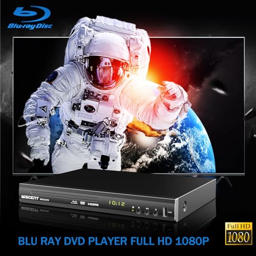 WISCENT Blu Ray DVD Player, WISCENT Full HD 1080p Home Theater Disc System, Region A/1 Blu-Rays,HD Blu-Ray DVD Player for TV with Coaxial Audio/HDMI/AV/Output, USB Input, Built-in PAL NTSC - Image 2