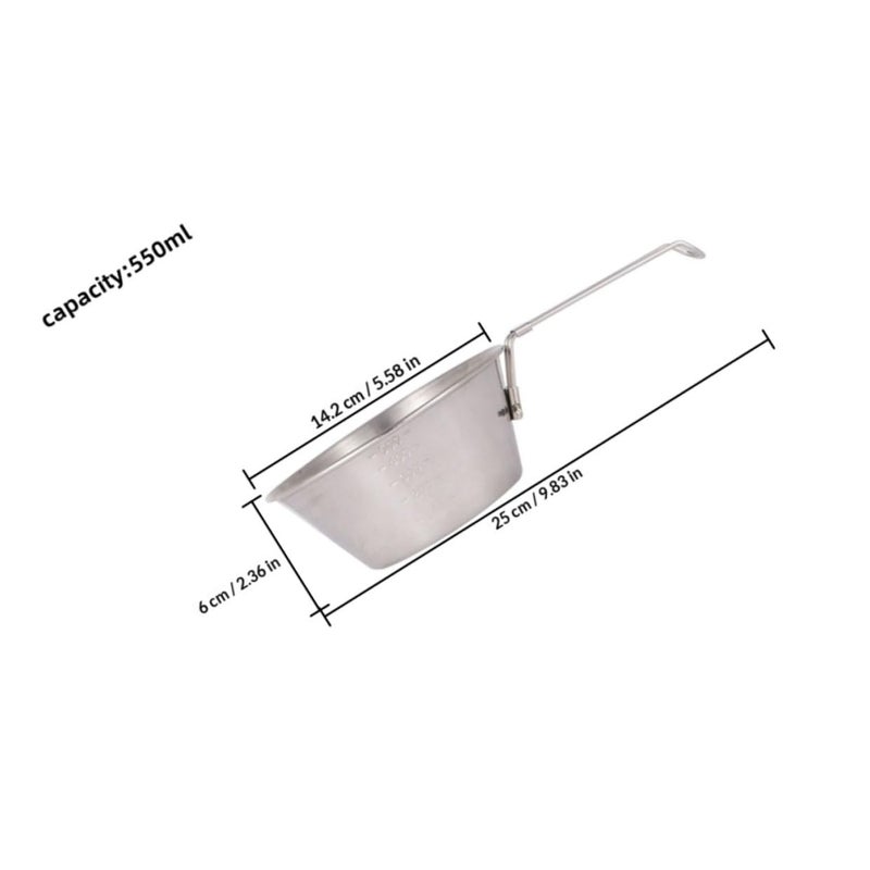 550ml Stainless Steel Camping Bowl With Folding Handle Outdoor Hiking Food Container - Image 3
