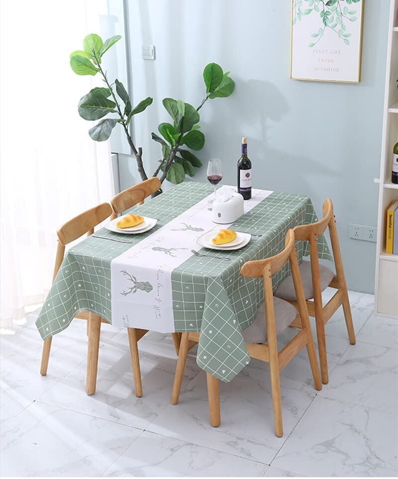 Zebroc Tablecloth for Rectangle Table Deer Printed PVC Waterproof Spillproof Anti Scald Washable Table Mat Desk Cover Thickened Wrinkle Resistant Table Cloth for Dining TableSize180X137 Cm - Image 1
