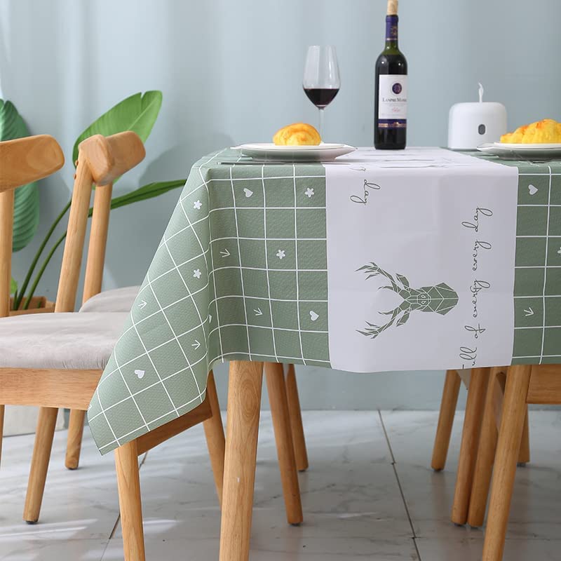 Zebroc Tablecloth for Rectangle Table Deer Printed PVC Waterproof Spillproof Anti Scald Washable Table Mat Desk Cover Thickened Wrinkle Resistant Table Cloth for Dining TableSize180X137 Cm - Image 4