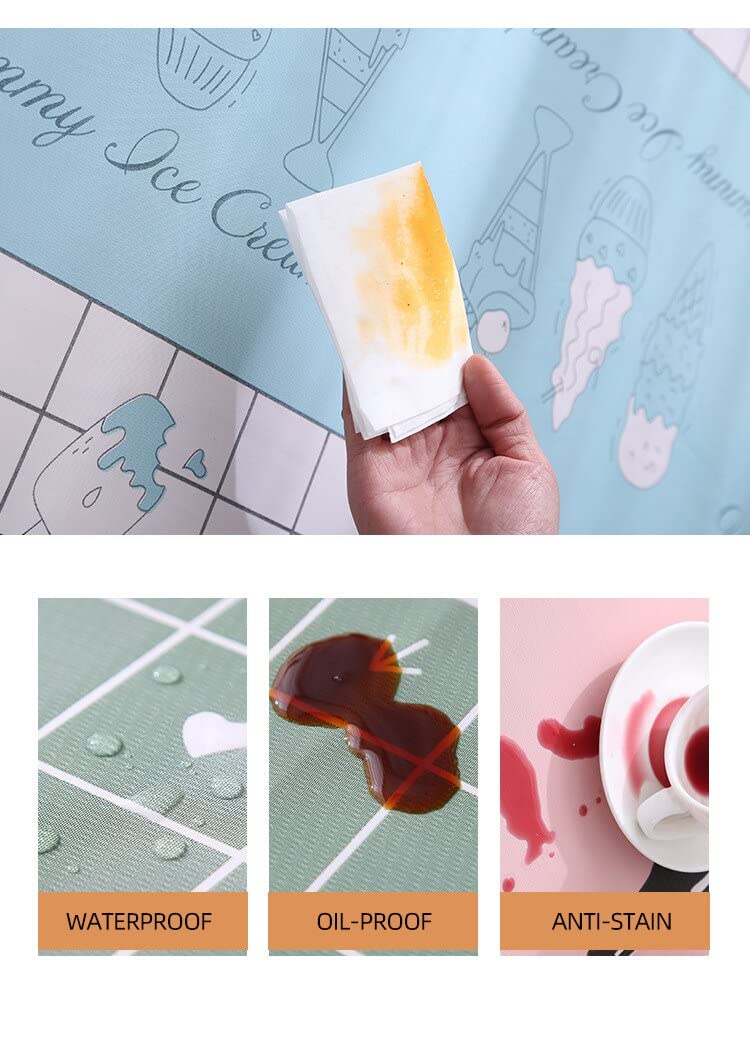Zebroc Tablecloth for Rectangle Table Deer Printed PVC Waterproof Spillproof Anti Scald Washable Table Mat Desk Cover Thickened Wrinkle Resistant Table Cloth for Dining TableSize180X137 Cm - Image 5