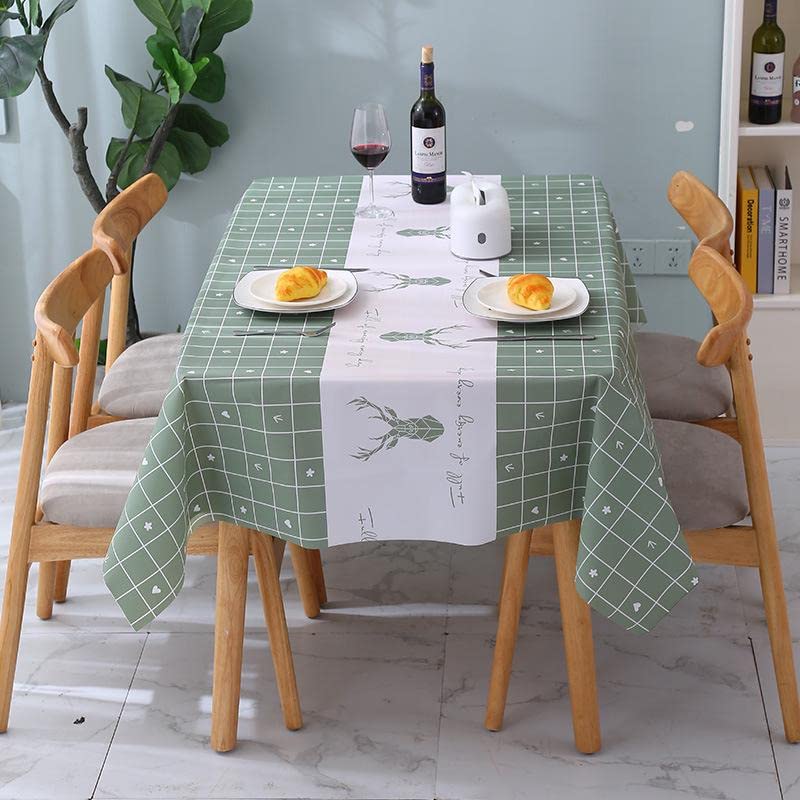 Zebroc Tablecloth for Rectangle Table Deer Printed PVC Waterproof Spillproof Anti Scald Washable Table Mat Desk Cover Thickened Wrinkle Resistant Table Cloth for Dining TableSize180X137 Cm - Image 3