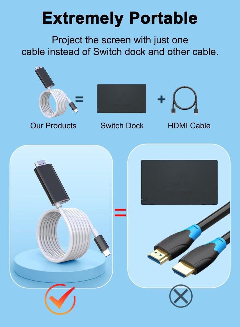 Anmi USB C to HDMI Adapter Cable Compatible with Nintendo Switch, Type-C to HDMI Conversion Cable Replaces The Switch Docking Station for TV Projection Screen, Nintendo Switch OLED Dock - Image 3