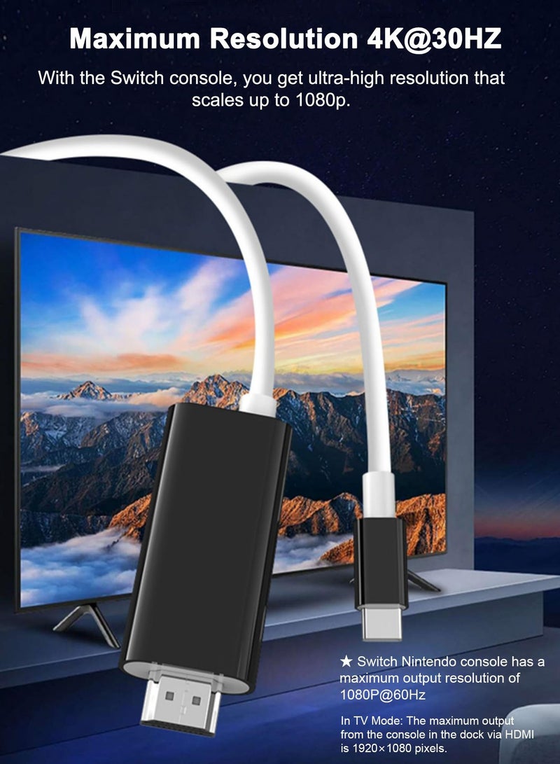 Anmi USB C to HDMI Adapter Cable Compatible with Nintendo Switch, Type-C to HDMI Conversion Cable Replaces The Switch Docking Station for TV Projection Screen, Nintendo Switch OLED Dock - Image 4