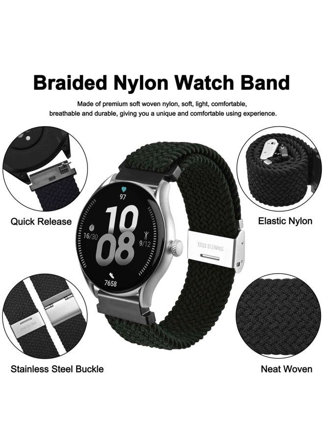 WOCCI 22mm Braided Nylon Watch Band for Men and Women, Quick Release, Silver Stainless Steel Buckle (Black) - Image 3