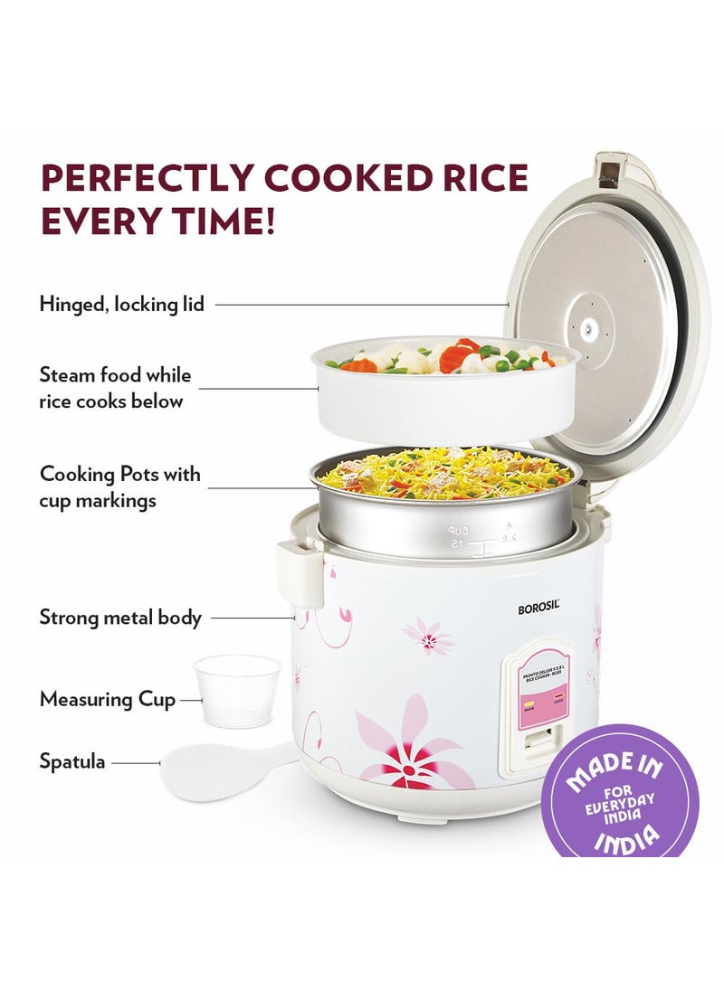 BOROSIL Borosil Pronto Deluxe 28L Electric Rice Cooker with Single Pot 1000W Keep Warm Feature with Indicator Display Anti Skid Rubber Feet Cook Boil Noodles Rice Upma Idli 2 Years Warranty  - Image 3