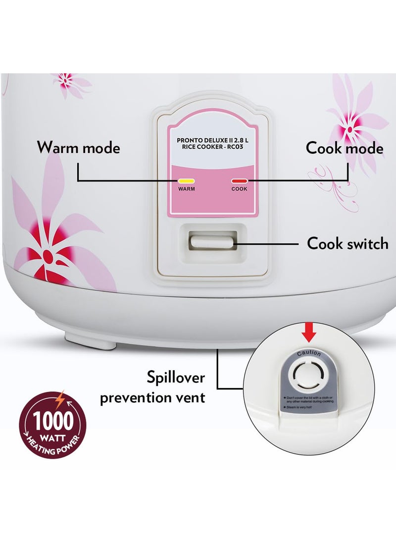 BOROSIL Borosil Pronto Deluxe 28L Electric Rice Cooker with Single Pot 1000W Keep Warm Feature with Indicator Display Anti Skid Rubber Feet Cook Boil Noodles Rice Upma Idli 2 Years Warranty  - Image 5