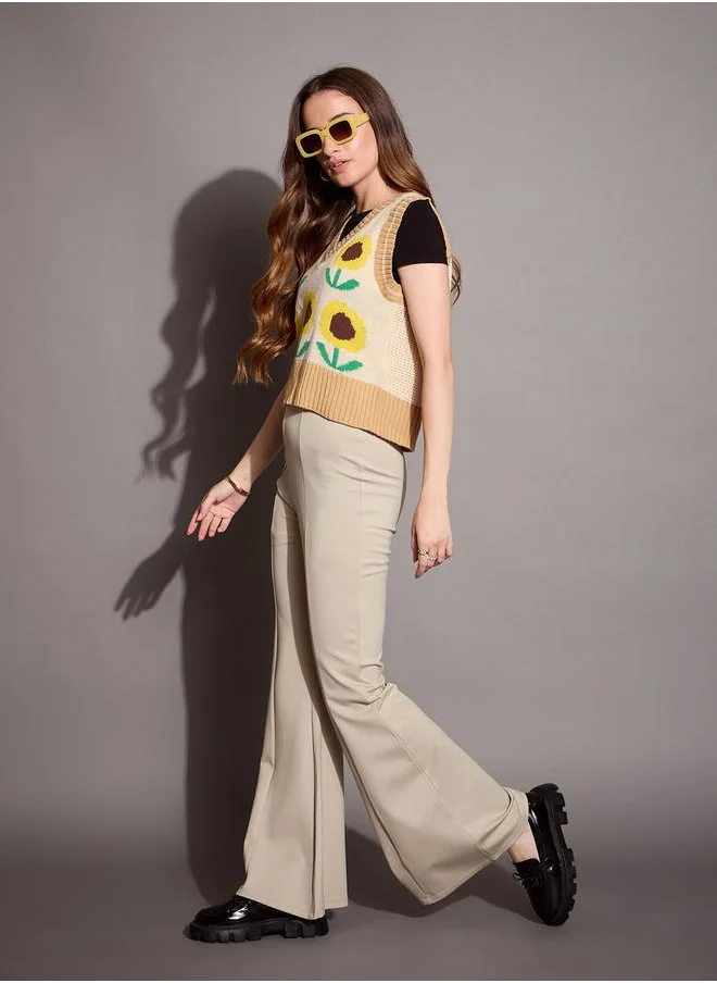 SASSAFRAS Bootcut Flared High Rise Trousers by Styli