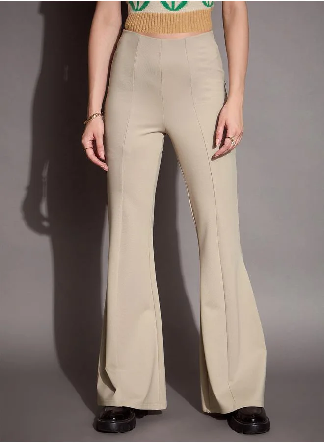 SASSAFRAS Bootcut Flared High Rise Trousers by Styli