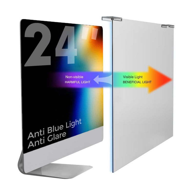 Gailac Anti Blue Light & Anti Glare Screen Protector,23-24 Inch Monitor Screen Protector for Eyes Strain,Hanging Computer Screen Blue Light Blocker for LCD TV PC Monitors(1 Pack: 23"-24" Diagonal) - Image 1