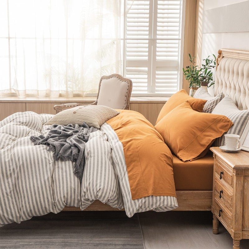 PURE ERA PURE ERA Jersey Knit 4pc Bed Sheet Set 100% T-Shirt Heather Cotton Super Soft Comfy Breathable Fits Mattress Up to 20"" Extra Deep Pocket (Solid Burnt Orange  King)  - Image 3