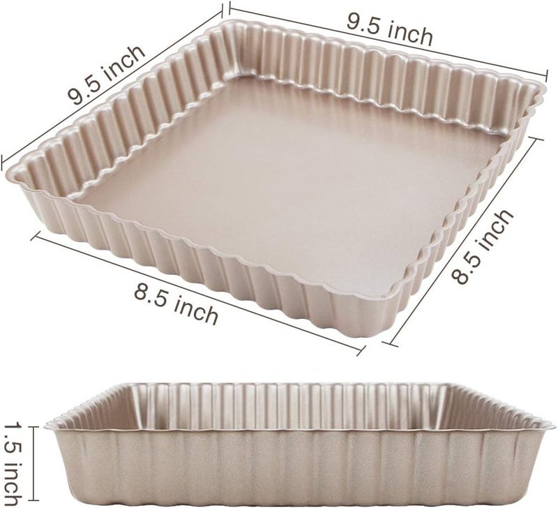 Webake Square Tart Pan, 9 by 9 Inch Tart Tin with Removable Bottom, Non-Stick Carbon Steel Quiche Pie Pan for Baking - Image 4