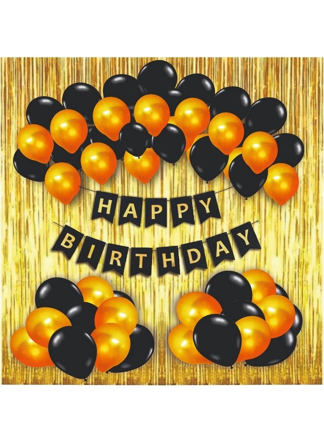 HK balloons Pack Of 34 Pcs Happy Birthday Banner Decoration Kit Set With Metallic Balloons (Black Banner Set - Pack Of 34) - Image 1