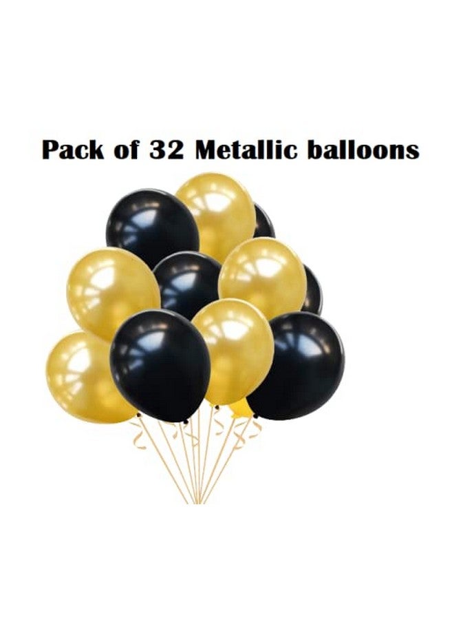 HK balloons Pack Of 34 Pcs Happy Birthday Banner Decoration Kit Set With Metallic Balloons (Black Banner Set - Pack Of 34) - Image 3