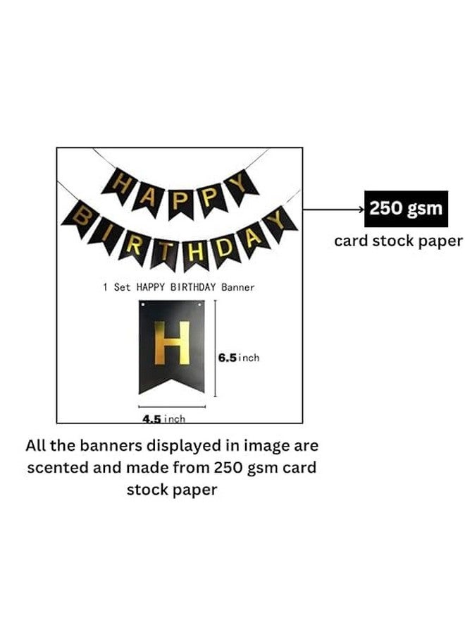HK balloons Pack Of 34 Pcs Happy Birthday Banner Decoration Kit Set With Metallic Balloons (Black Banner Set - Pack Of 34) - Image 5