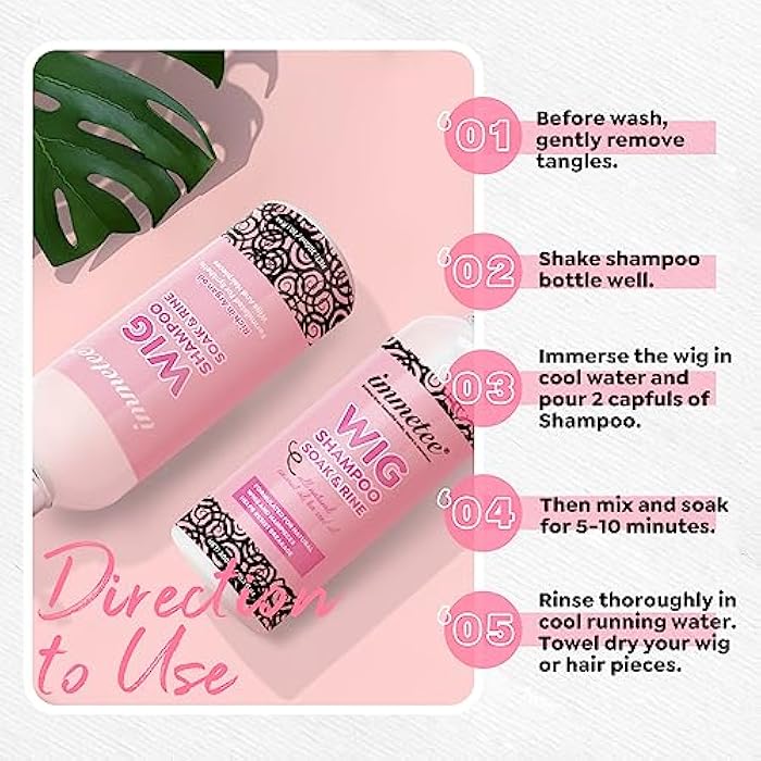 immetee 2 in 1 Shampoo & Conditioner for Wig, Wig Shampoo Wig Conditioner for Human Hair and Synthetic Hair 250ml (300ml/10.1fl oz, For Synthetic Wigs) - Image 4