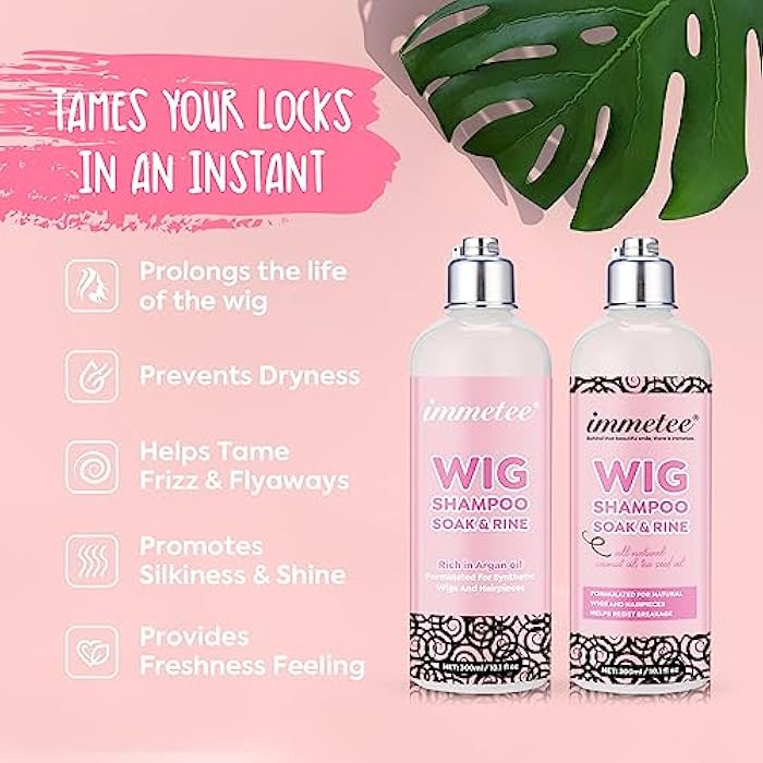 immetee 2 in 1 Shampoo & Conditioner for Wig, Wig Shampoo Wig Conditioner for Human Hair and Synthetic Hair 250ml (300ml/10.1fl oz, For Synthetic Wigs) - Image 3