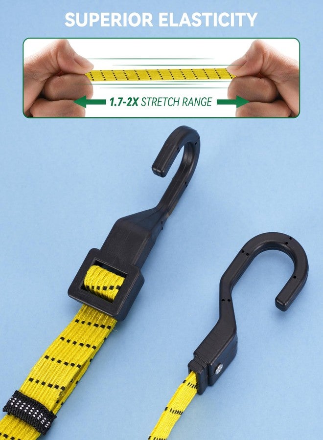 LuckyStraps 48 Inch Flat Adjustable Bungee Cords with 190 Lbs Max Break Strength & Easy-to-Adjust Metal Buckle, Outdoor Bungee Straps with Hooks for Camping, Tarps, Bike Rack, Tent, Truck, etc (6 Pcs) - Image 4