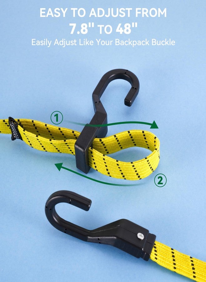 LuckyStraps 48 Inch Flat Adjustable Bungee Cords with 190 Lbs Max Break Strength & Easy-to-Adjust Metal Buckle, Outdoor Bungee Straps with Hooks for Camping, Tarps, Bike Rack, Tent, Truck, etc (6 Pcs) - Image 3
