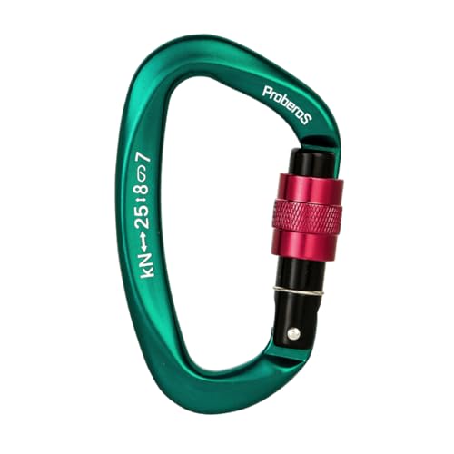 Proberos® Climbing Carabiner Clip, Snap Hook Clip D-Shape Screwgate Locking Carabiner Clip 25KN Heavy Duty Aviation Aluminum Carabiner, for Various Climbing Activities, 10 x 5.8 cm - Image 1