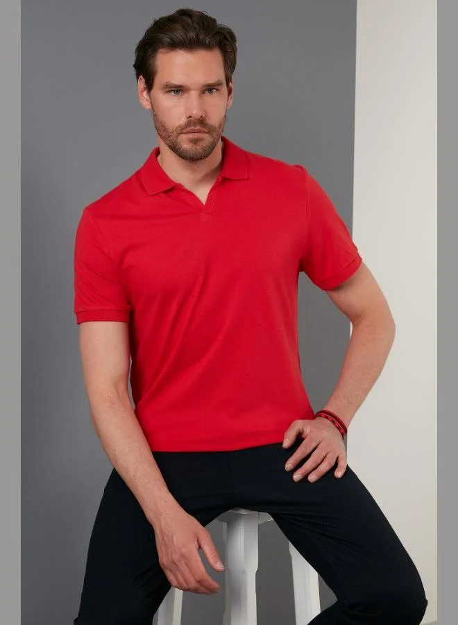 بوراتي تيشيرت بولو قطن رجالي بياقة قميص من بوراتي