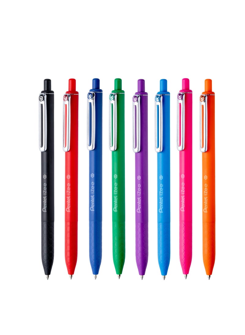 Pentel قلم حبر جاف قابل للسحب 0.7 مم متعدد الألوان 8 قطع - Image 1