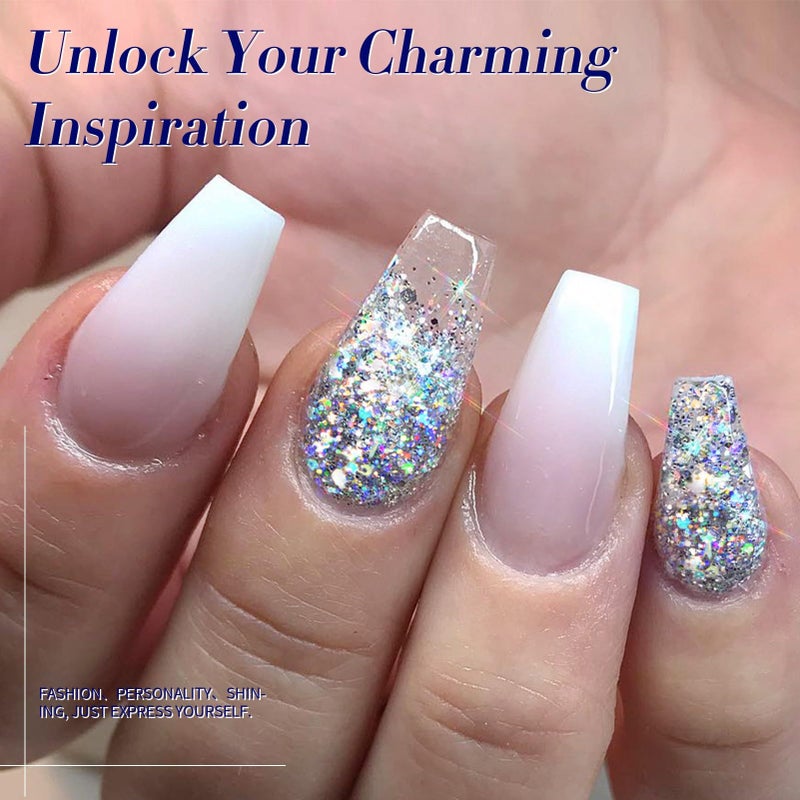 Born Pretty Glitter Gel Nail Polish Set Sparkly Shiny Gold Silver Pink Glitter Gel Polish Kit Soak Off U V Nail Gel Gift Box Nail Art Manicure Varnish Kit 7ML 6PCS - Image 4