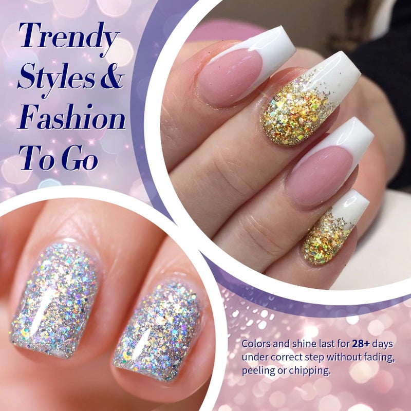 Born Pretty Glitter Gel Nail Polish Set Sparkly Shiny Gold Silver Pink Glitter Gel Polish Kit Soak Off U V Nail Gel Gift Box Nail Art Manicure Varnish Kit 7ML 6PCS - Image 5