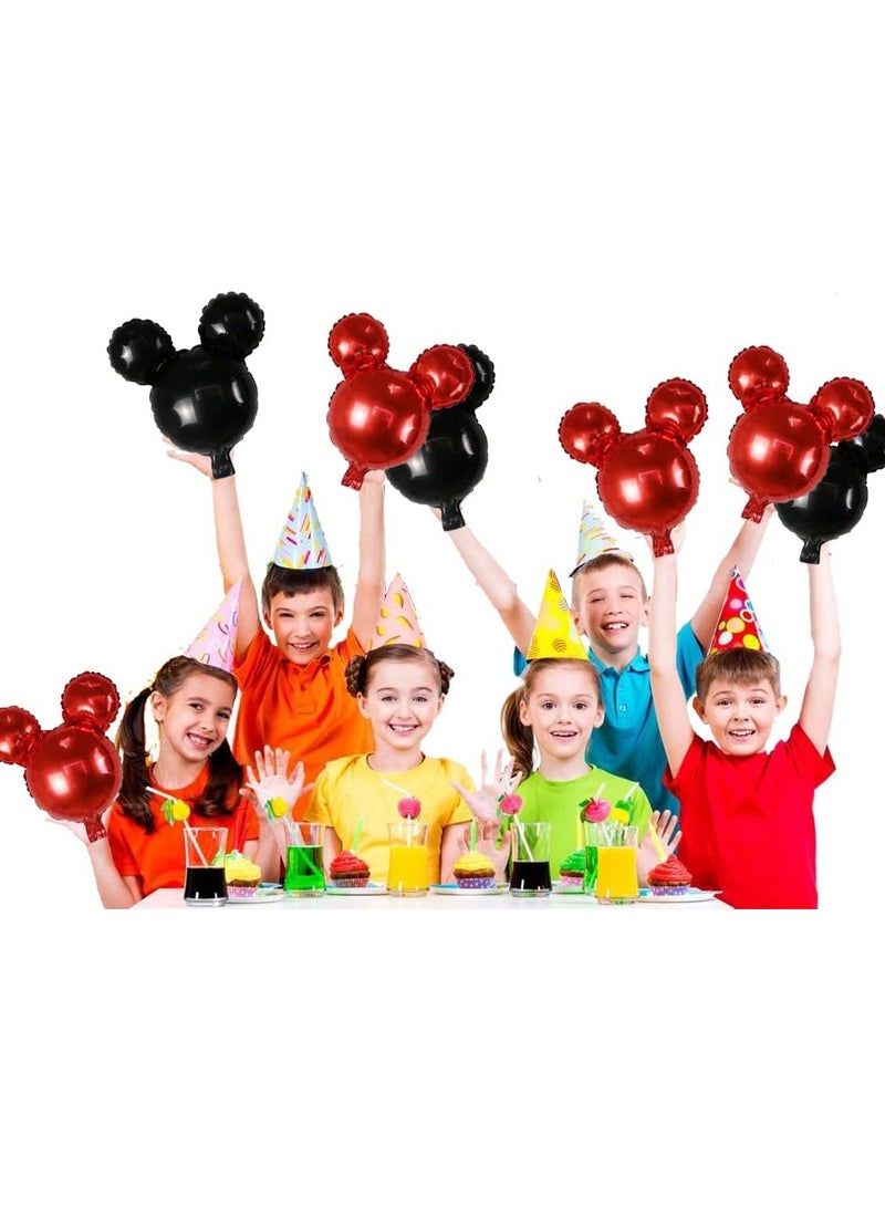 16 Pcs Mouse Birthday Balloons, Black Red Mouse Head Foil Balloons, 18'' Black Red Foil Balloons, Mouse Mylar Balloons for 1st Birthday Baby Shower Gender Reveal Party Favors - Image 4