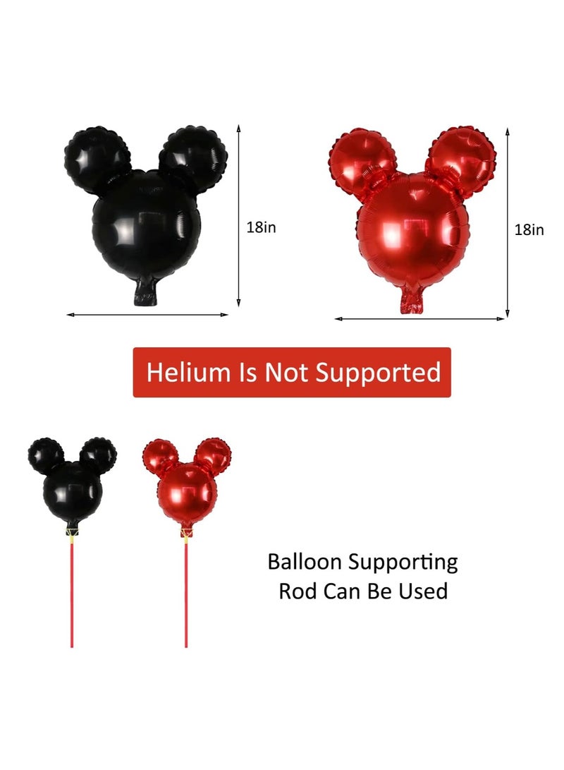 16 Pcs Mouse Birthday Balloons, Black Red Mouse Head Foil Balloons, 18'' Black Red Foil Balloons, Mouse Mylar Balloons for 1st Birthday Baby Shower Gender Reveal Party Favors - Image 2