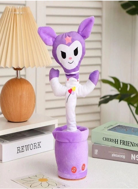 Dancing Kuromi Cactus Imitates Voice, Musical, Rechargeable, Dancing Kuromi Cactus Plush Toy (Purple & White)
