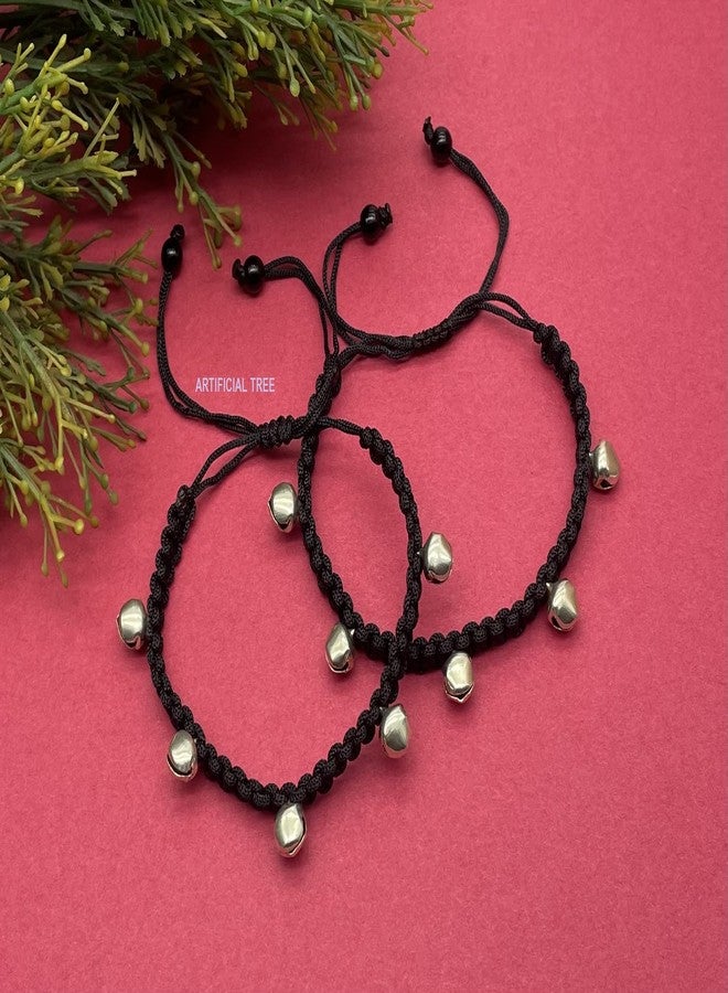 ARTIFICIAL TREE German Silver Ghungroo Charms Black Thread Adjustable Anklet for Women and Girls (AT ANK 034) - Image 5