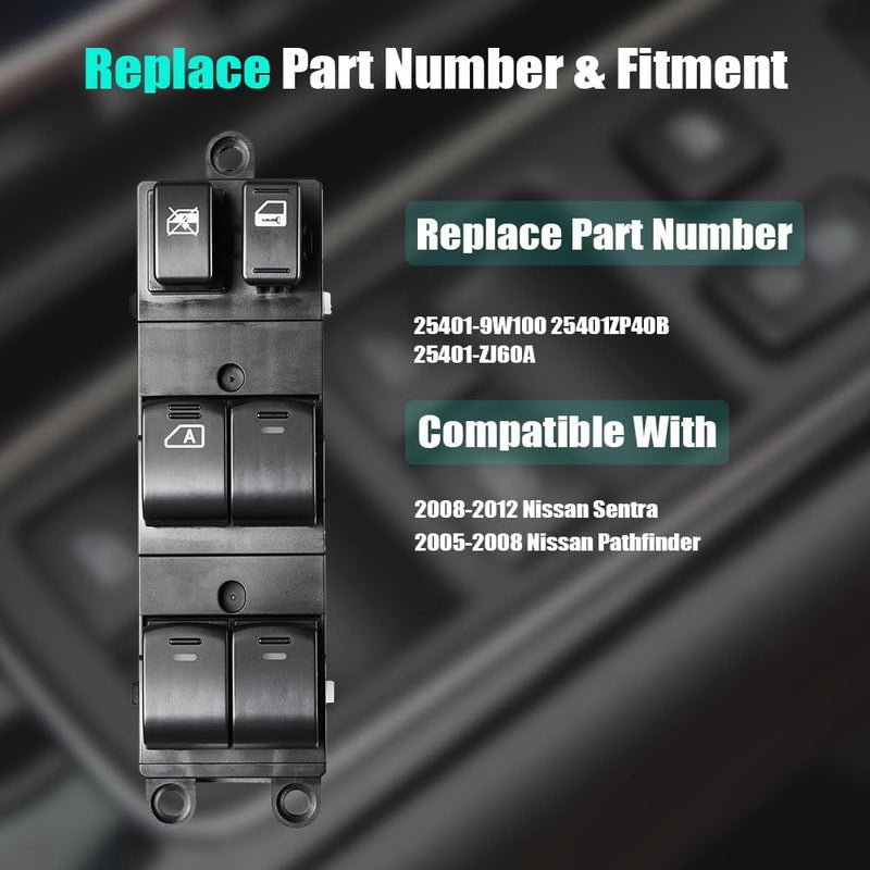 Power Window Switch Black - Driver Side Car Window Switch for Automotive Nissan Vehicle Use - Image 3
