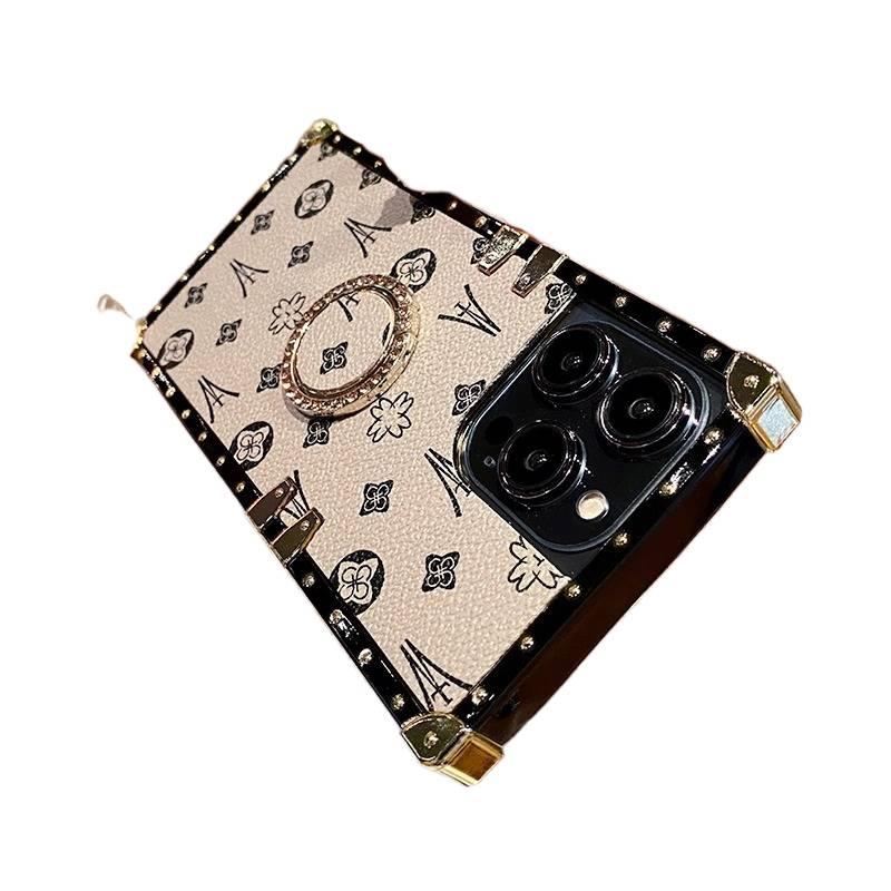 غطاء واقي بFilm لـ iPhone 14 / 14 Plus / 14 Pro / 14 Pro Max باللون Pattern مع مرآة مع حماية من السقوط وسطح مرآة مع مقاوم للصدمات مع حامل حلقة للاستخدام اليومي للاستخدام المنزلي - Image 1