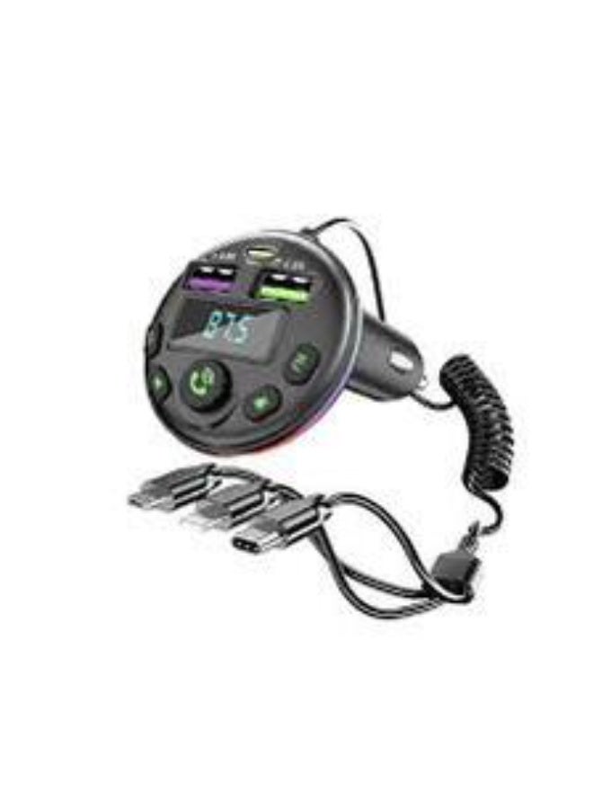 OALE In-Car FM Transmitter & USB/Type-C Charger with Bluetooth and Colorful LED Lights - Image 4