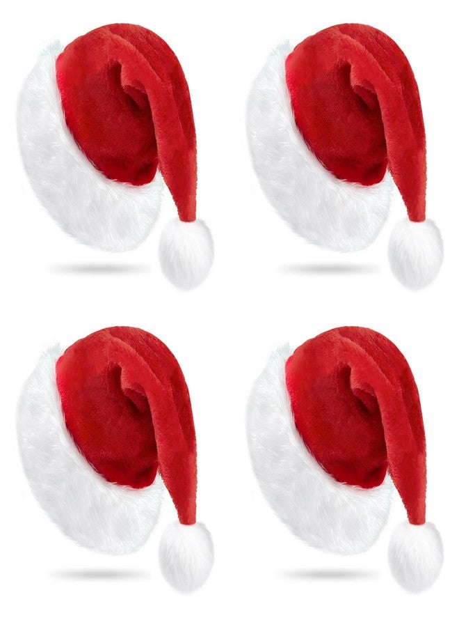 KaTiSeMo Deluxe 4 Pack Family Santa Hats - Premium Velvet Santa Hats for Adults - Ultra-Thick Plush Lining & Non-Itchy - Gorros De Navidad Perfect Holiday Party Favor & Gift - Image 1