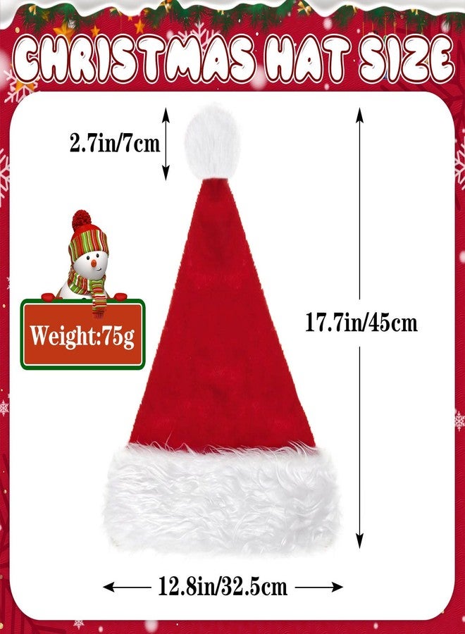 KaTiSeMo Deluxe 4 Pack Family Santa Hats - Premium Velvet Santa Hats for Adults - Ultra-Thick Plush Lining & Non-Itchy - Gorros De Navidad Perfect Holiday Party Favor & Gift - Image 2