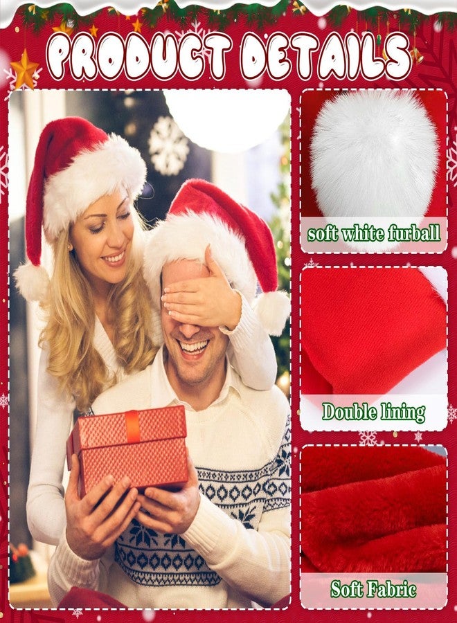 KaTiSeMo Deluxe 4 Pack Family Santa Hats - Premium Velvet Santa Hats for Adults - Ultra-Thick Plush Lining & Non-Itchy - Gorros De Navidad Perfect Holiday Party Favor & Gift - Image 3