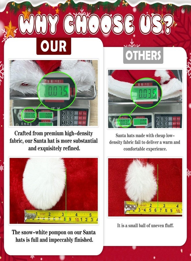 KaTiSeMo Deluxe 4 Pack Family Santa Hats - Premium Velvet Santa Hats for Adults - Ultra-Thick Plush Lining & Non-Itchy - Gorros De Navidad Perfect Holiday Party Favor & Gift - Image 4