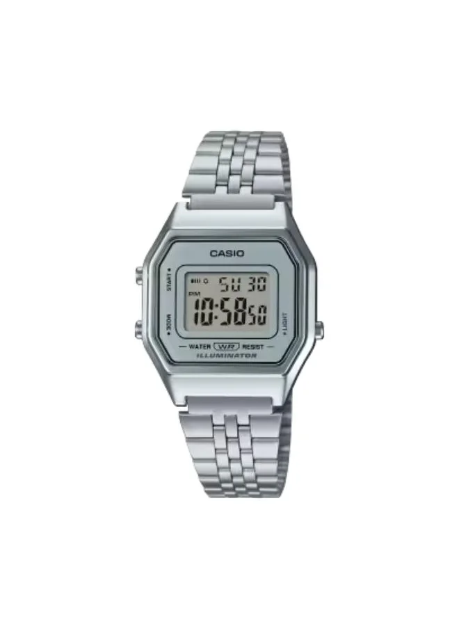 CASIO Unisex Digital Display Watch With Silver Stainless Steel Strap - LA-680WA-7DF