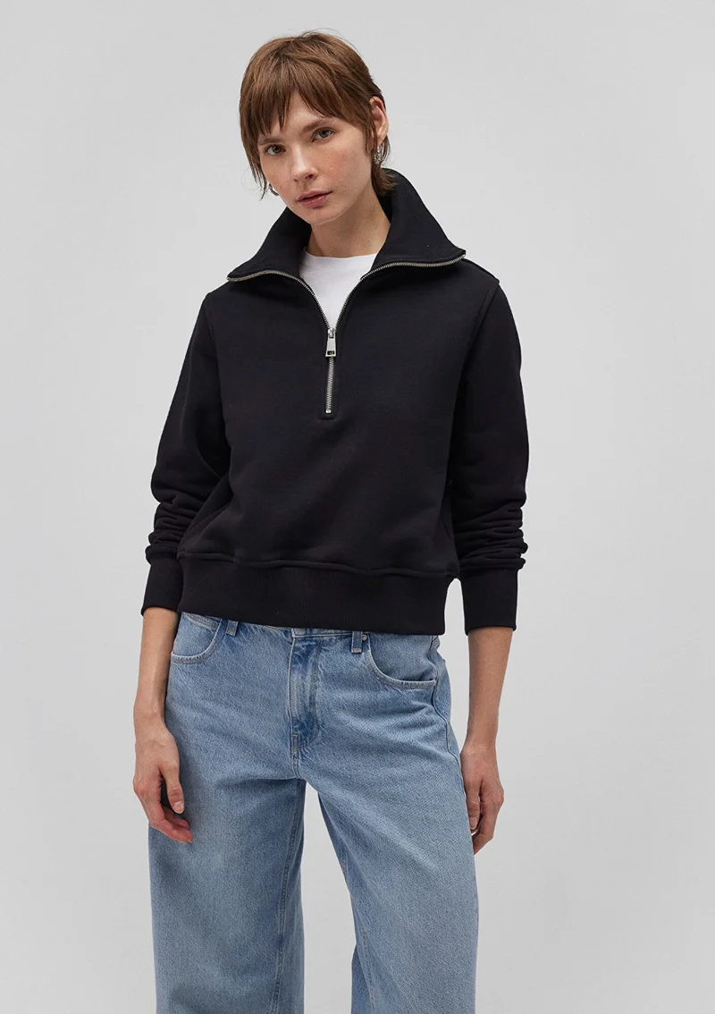 MAVI Blue Half Zipper Black Sweatshirt 1S10145-900