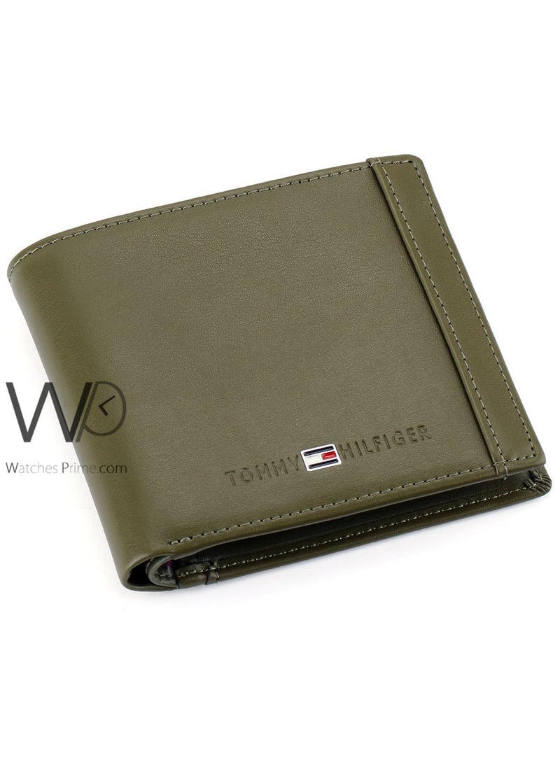 Tommy Hilfiger Plus Tommy Hilfiger Original Natural Leather Men's Wallet in Dark Green  - Image 1