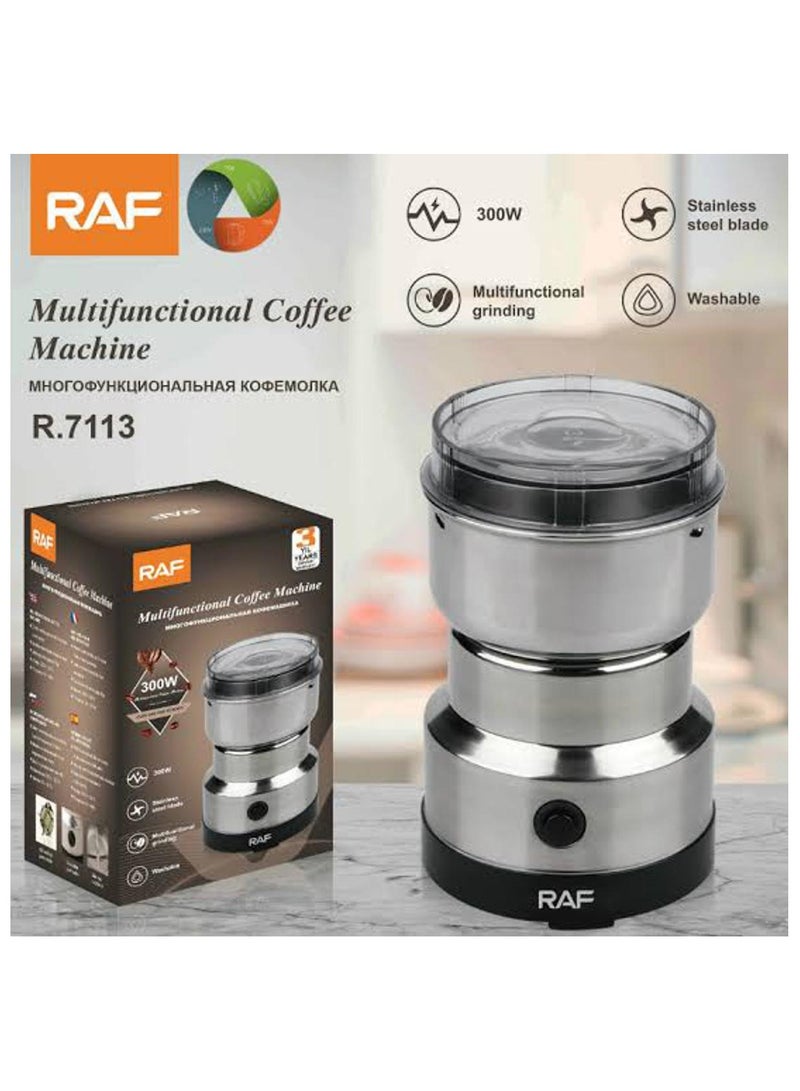 آر إيه أف مطحنة كهربائية لطحن القهوة والحبوب بقوة 300 وات، مزودة بشفرات حادة - Image 1