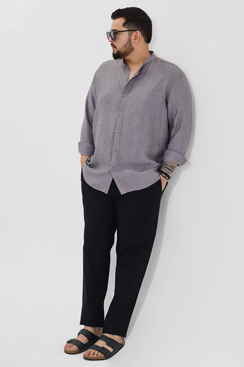 Snitch Grey Grey Textured Regular Fit Plus Size Shirt for Men | Best Price UAE