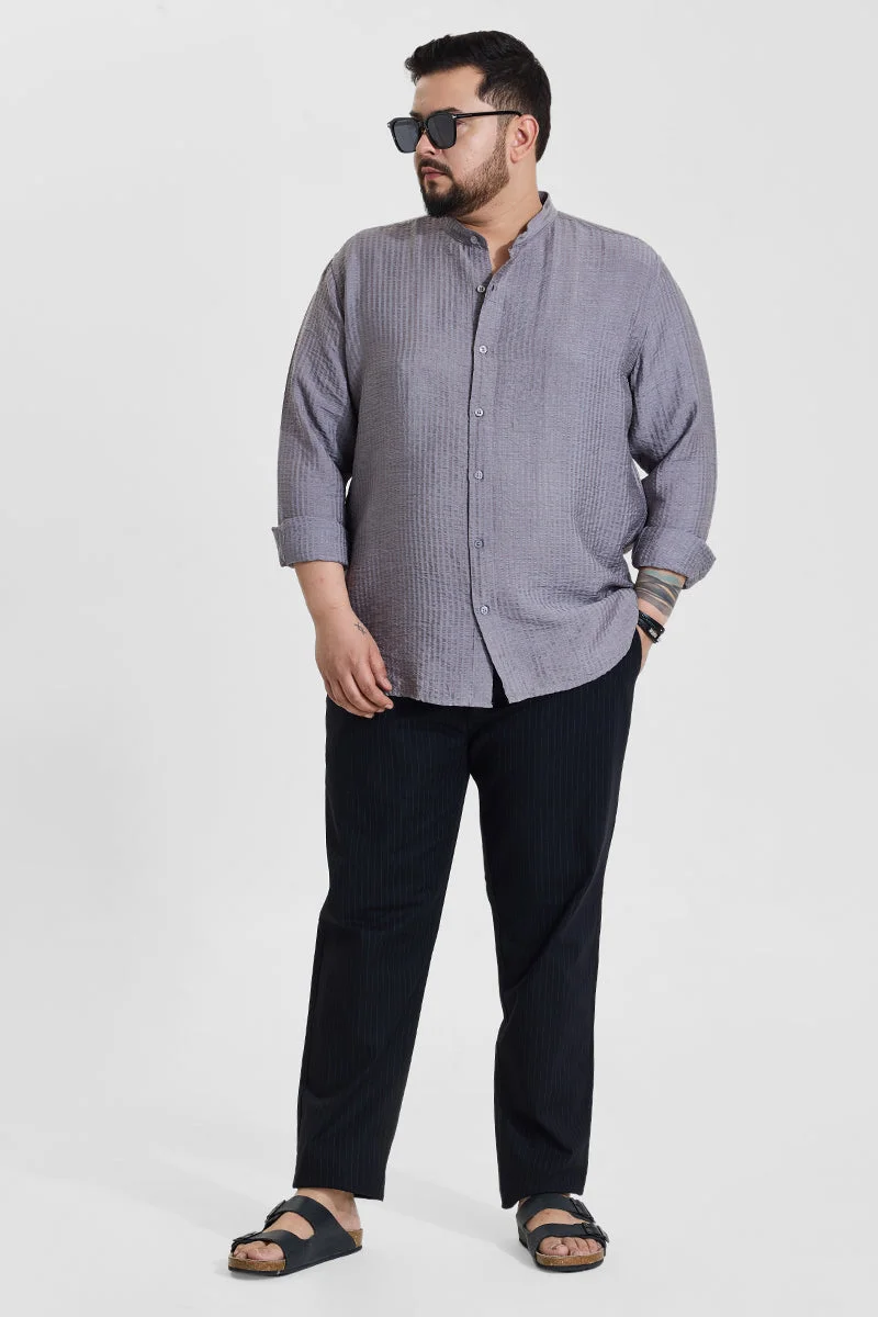 Snitch Grey Grey Textured Regular Fit Plus Size Shirt for Men | Best Price UAE