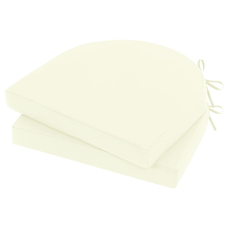 Topotdor Outdoor Chair Cushions Set of 2 17x16x2 Waterproof Patio Chair Cushions for Outdoor Furniture Round Corner Outdoor Seat Cushions Color Fastness Chair Pads with Ties Cream - Image 2
