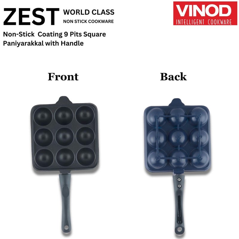 VINOD Vinod Aluminium Non Stick Kuzhi Paniyaram Pan 9 Cups 175cm Paniyarakal Appe PanAppam Patra3mm Thick 3 PlyMetal Spoon FriendlyGas Base 1 Year Warranty  - Image 4