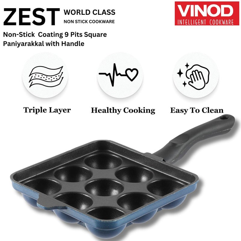 VINOD Vinod Aluminium Non Stick Kuzhi Paniyaram Pan 9 Cups 175cm Paniyarakal Appe PanAppam Patra3mm Thick 3 PlyMetal Spoon FriendlyGas Base 1 Year Warranty  - Image 5