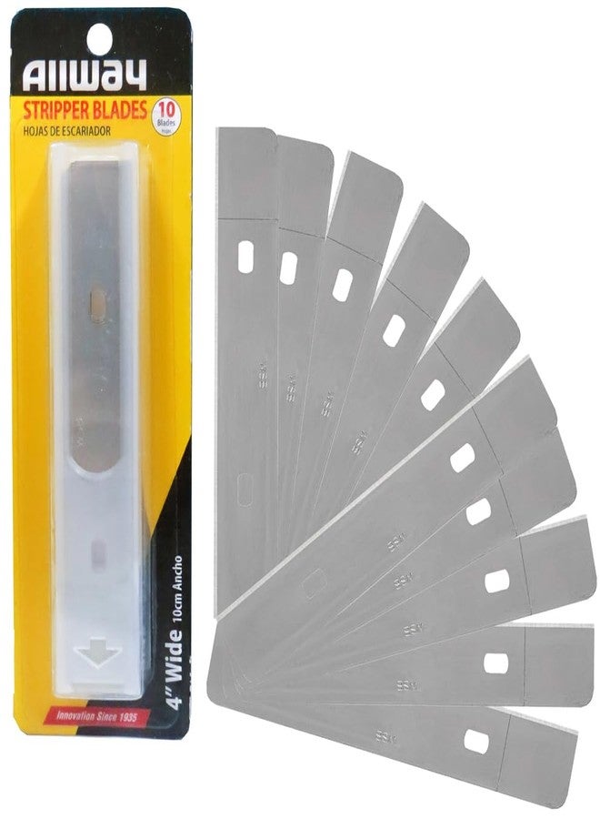 ALLWAY WSB10 Replacement Scraper Blades with Dispenser, 4", 10 Pack - Image 1
